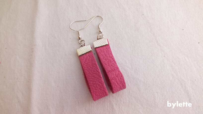 Pink Leather Earring